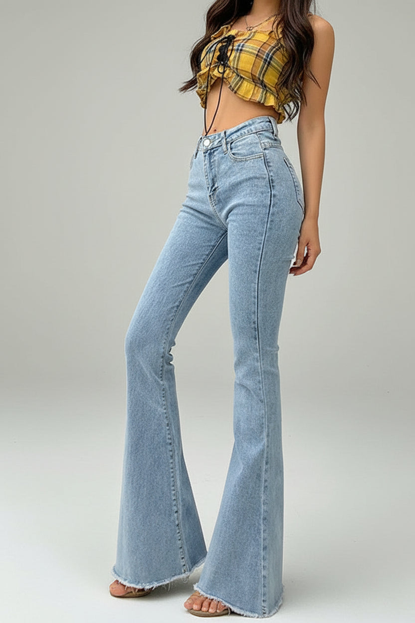 Women’s High-Waisted Flare Jeans – Vintage Wide-Leg Denim Pants for Casual & Stylish Everyday Wear