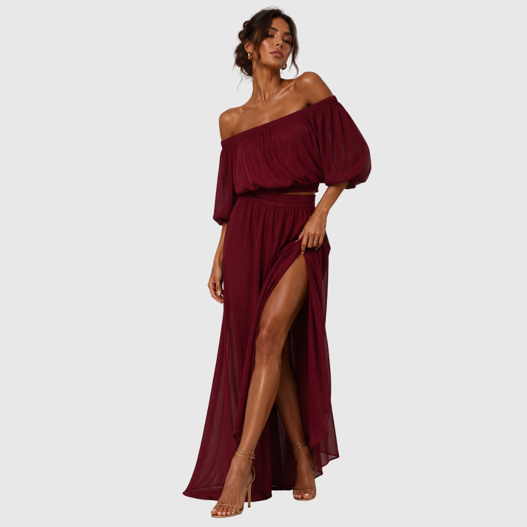 Women's Linen-Look Wide Leg Pants and Cinched Blouse Co-Ord Set