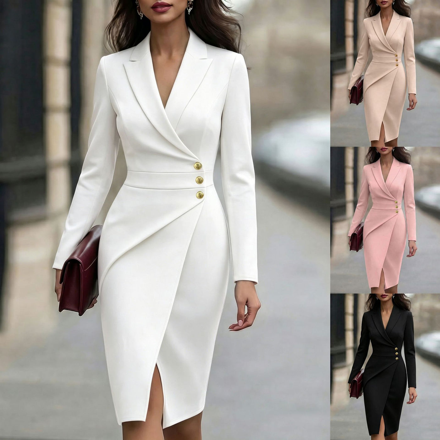 Sophisticated Suit Collar Dress with Structured Fit